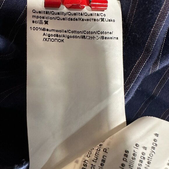 Hugo Boss Shirt Mens Medium Blue Stripe Cotton Button Up Long Sleeve - Picture 5 of 10